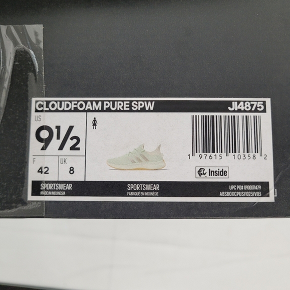 ADIDAS Cloudfoam Pure SPW Sneaker Women's Size 9.5 Seafoam Green JI4875 NIB - Picture 10 of 10